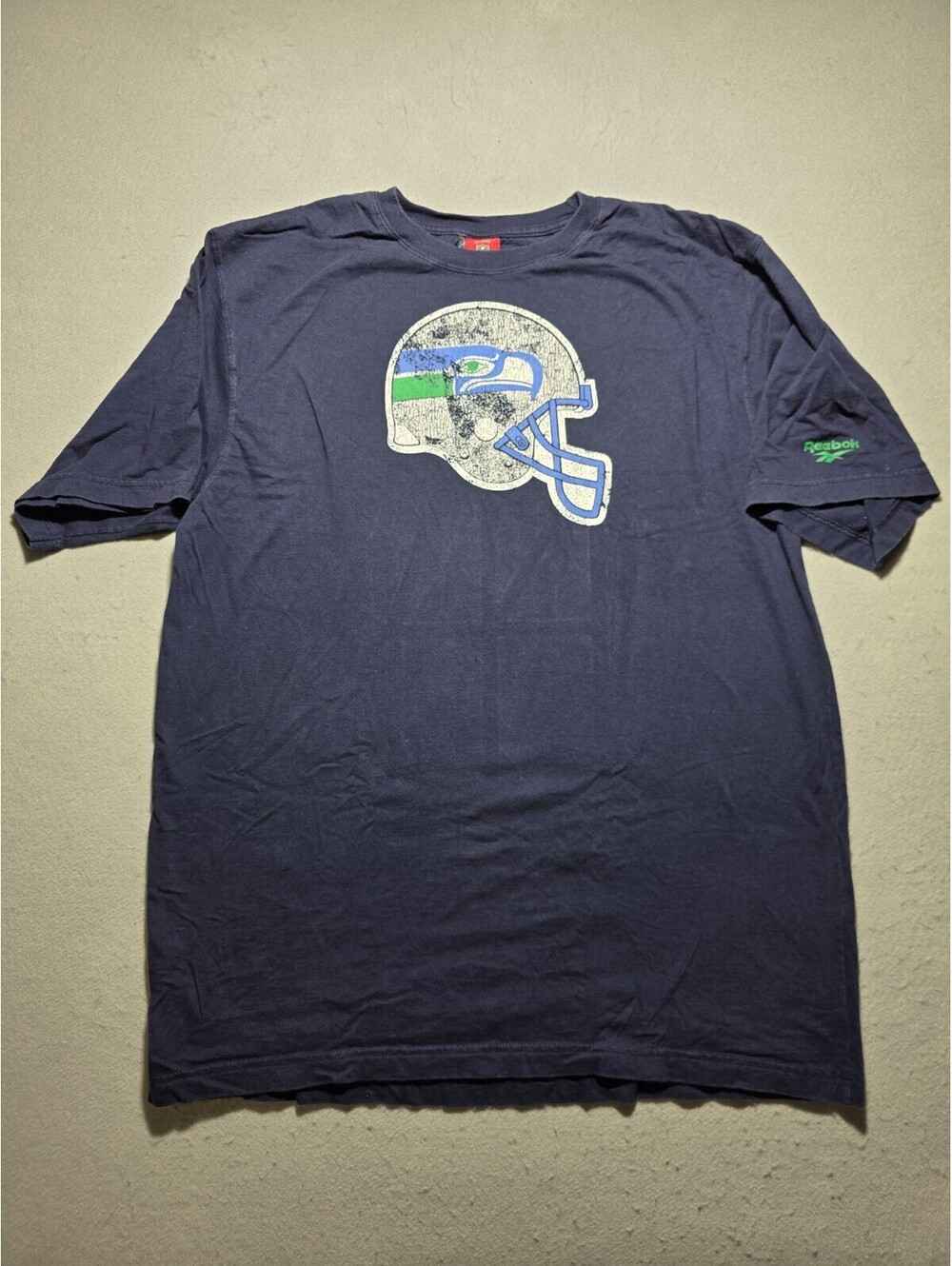 Reebok Y2K NFL Gridiron Classic Seattle Seahawks Helmet Graphic T-Shirt Navy